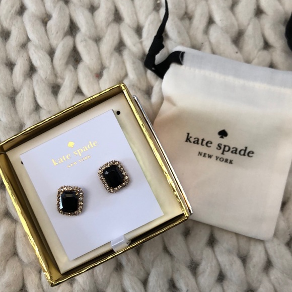 kate spade Jewelry - NWT Kate Spade square stud earrings black emerald